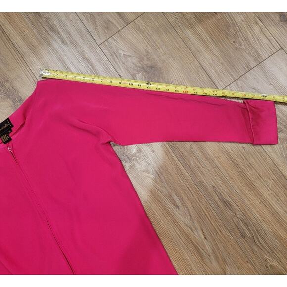 Silk Studio Silk Dress Sz 10‎ Long Sleeve Front Zip Satin Cuffs Fuschia Evening - Picture 8 of 13